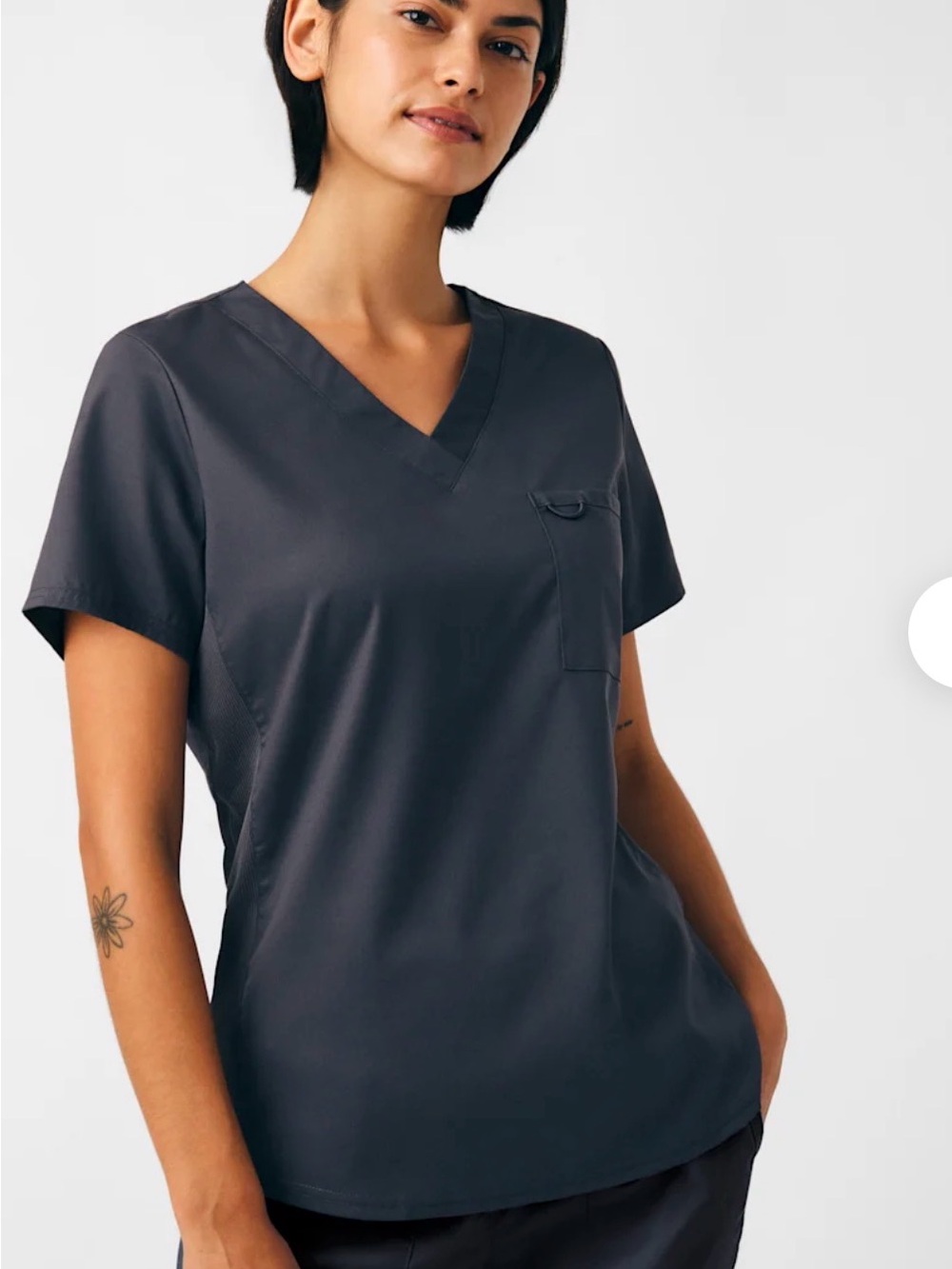 NWT Landau ProFlex 2-Pocket V-Neck Rib Knit Scrub Top Women S Graphite